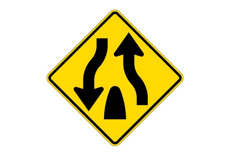 Divided Highway Ends Sign