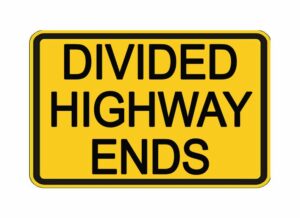 Divided Highway Ends Signs