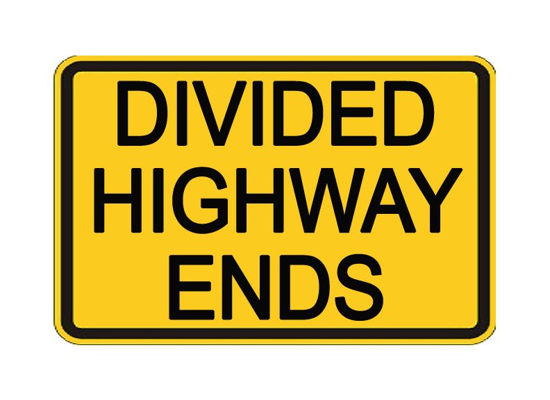 Divided Highway Ends Signs