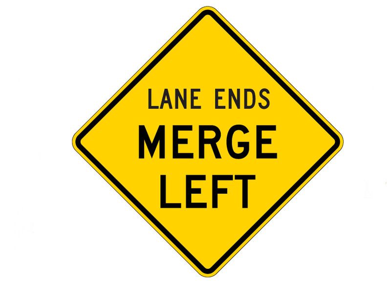 Lane ends merge left