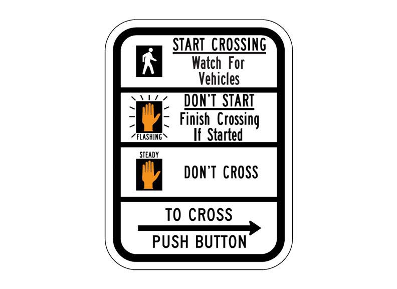 Picture of R10-3bR Push Button Cross Sign (Right)