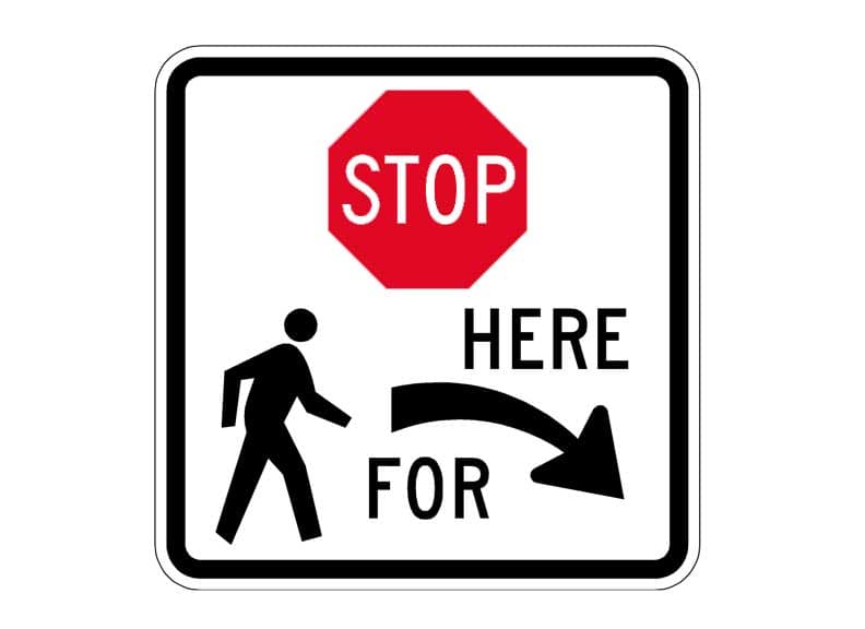 R1-5bR Stop Here For Pedestrians Right Sign