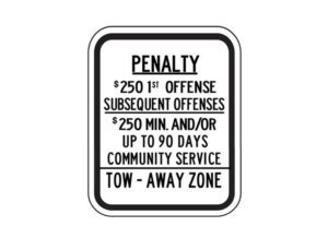 $250 Penalty Handicapped Parking Sign