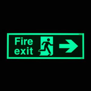 Vibrant reflective aluminum fire exit sign