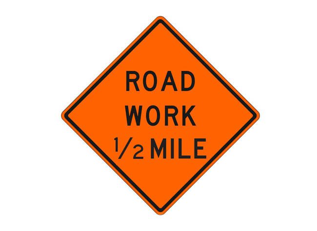 W20-1e Road Work 1/2 Mile