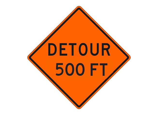 W20-2c Detour 500 FT