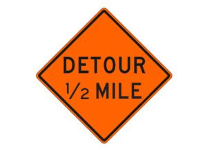 W20-2e Detour 1/2 Mile