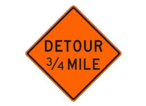 W20-2f Detour 3/4 Mile