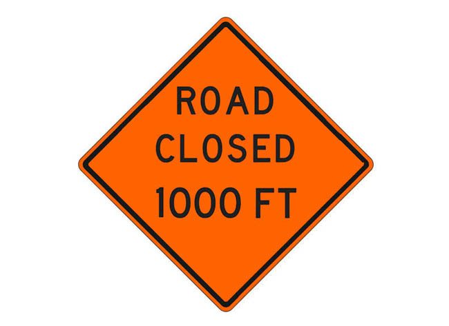 Picture of W20-3b Road Closed 1000 FT