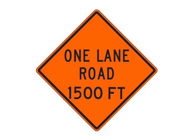 Picture of W20-4a One Lane Road 1500 FT