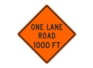 W20-4b One Lane Road 1000 FT