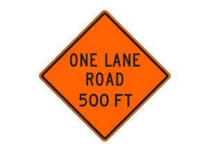 W20-4c One Lane Road 500 Ft