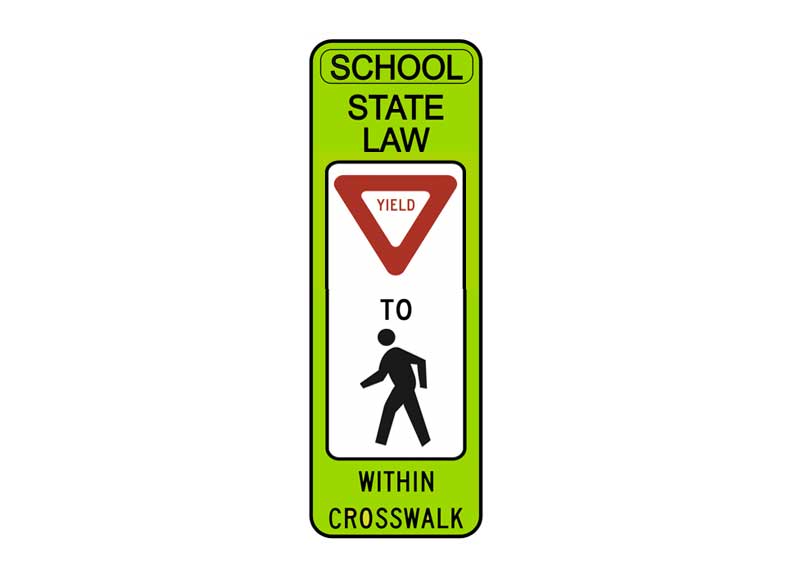 R1-6 State Law Yield to Pedestrian Within Crosswalk SCH