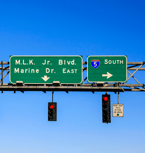 Signs on a highway