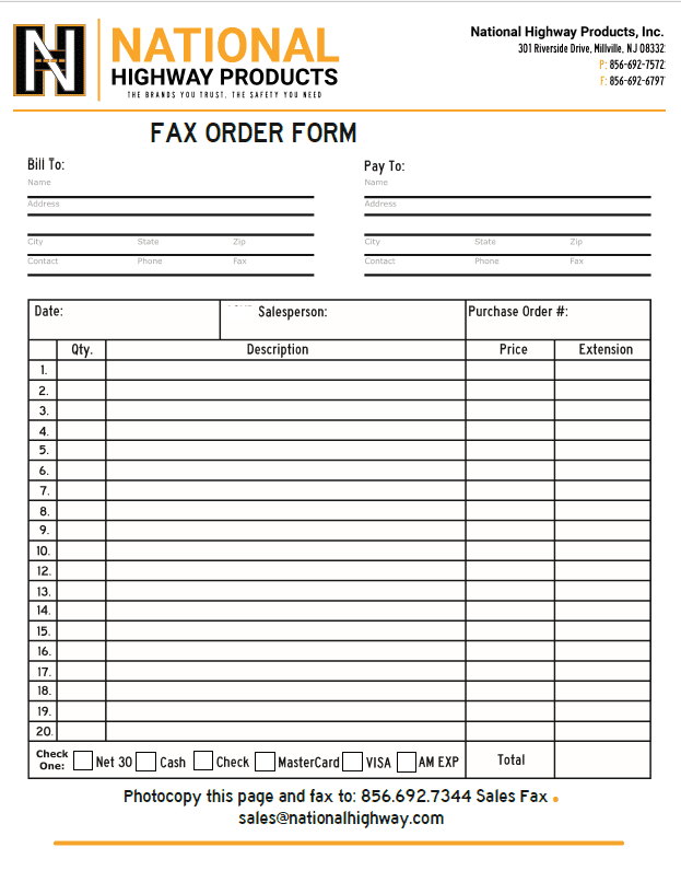 NHP Fax Order Form